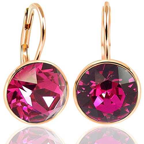 NOBEL SCHMUCK 925 Silber Ohrringe Rosegold Pink Marken Kristalle Fuchsia von Nobel