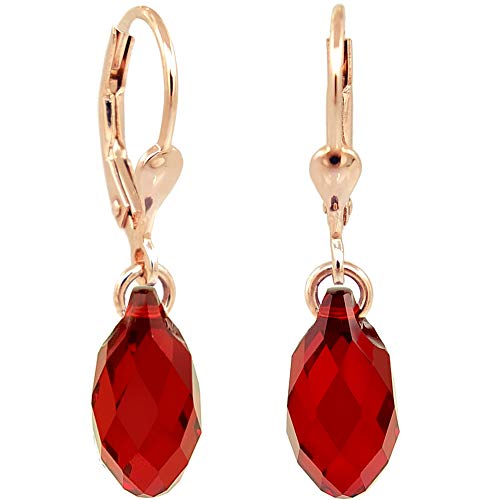 Ohrringe Rosegold Rot Tropfen Swarovski Kristalle 925 Sterling Silber NOBEL SCHMUCK von Nobel