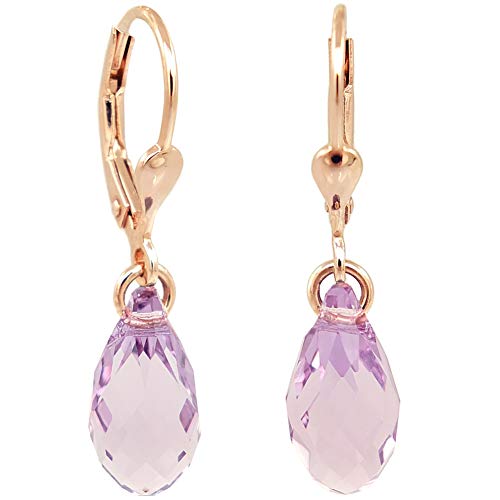 Ohrringe Rosegold Tropfen Swarovski Kristalle 925 Sterling Silber Violett Rosa NOBEL SCHMUCK von Nobel