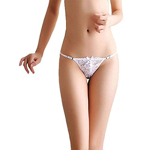 HTRUIYATY 1er-Pack Damen Tanga Semitransparente Spitze Einstellbare Slip Damen Bowknot Bänder Nahtloser Tanga von HTRUIYATY