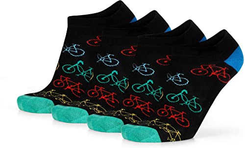 2 Paar Lustige Sneaker Socken mit verschiedenen Motiven und Farben bestehend aus Baumwolle, Polyamid und Elasthan Farbe Fahrrad Größe 36-41 von normani