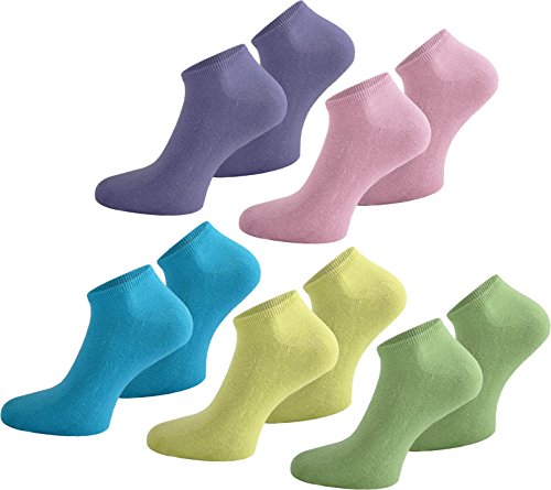 25 Paar Bunte Sommmer Sneaker Socken für Damen und Herren mit Baumwolle mit Elasthan ohne Naht mit weichem Bündchen Farbe Türkis/Gelb/Grün/Lila/Rosa Größe 48/50 von normani