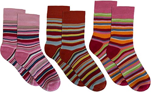 3 Paar Sehr warme Kinder Thermo Kniestrümpfe mit Ringel Design Farbe Mädchen/Ringel/Socken Größe 35-38 von normani