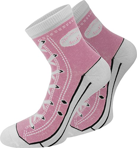 4 Paar Baumwoll Socken im Schuh - Design Farbe Rosa Größe 35/38 von normani