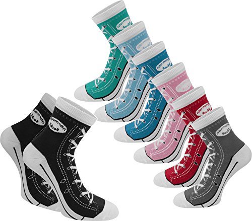 6 Paar Socken im Basketballschuh-Design mit vielen aufgedruckten Details Farbe Smaragd Größe 39/42 von normani