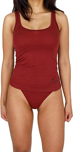 Damen Merino Tanktop Ärmelloses Shirt Unterhemd Unterwäsche aus 100% Bio-Merinowolle - Tiefer Rundausschnitt - Atmungsaktives Sportunterteil Farbe Rot Größe S von normani