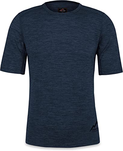 Herren Merino T-Shirt Short Sleeve Kurzarm Oberteil Funktionsoberteil 100% Merinowolle Thermounterwäsche Baselayer Farbe Navy Größe 6XL von normani