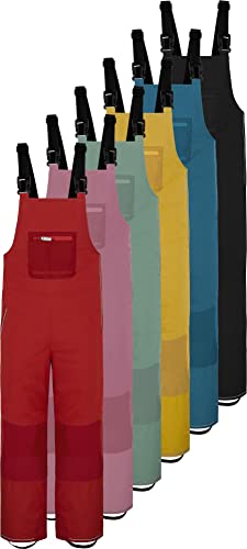 Kinder Winter Latzhose Thermohose - gefütterte Schneehose Skihose - wasserdichte Winterhose mit Hosenträgern und Schneegamaschen - Wassersäule: 12000 mm für Junge und Mädchen Farbe Gelb Größe 146-152 von normani