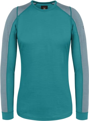 Ultraleichter Damen Merino Pullover Merino Shirt Sommer Outdoor Langarm Shirt Rundhals - 100% RWS Merinowolle Farbe Petrol Größe M von normani