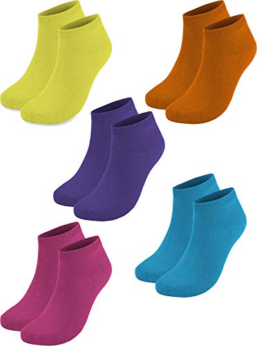 normani 10 Paar Baumwolle Sommer Sneaker Socken für Damen und Herren in verschiedenen Farben zur Auswahl Farbe Pink/Lila/Orange/Gelb/Türkis Größe 48-50 von normani