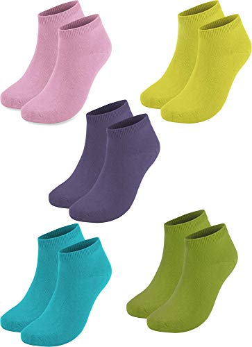 normani 10 Paar Baumwolle Sommer Sneaker Socken für Damen und Herren in verschiedenen Farben zur Auswahl Farbe Rosa/Lila/Grün/Gelb/Türkis Größe 43-47 von normani