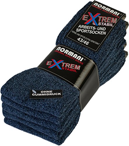 normani 10 Paar EXTREM stabile Arbeits- und Sportsocken Farbe Blau Größe 47-50 von normani