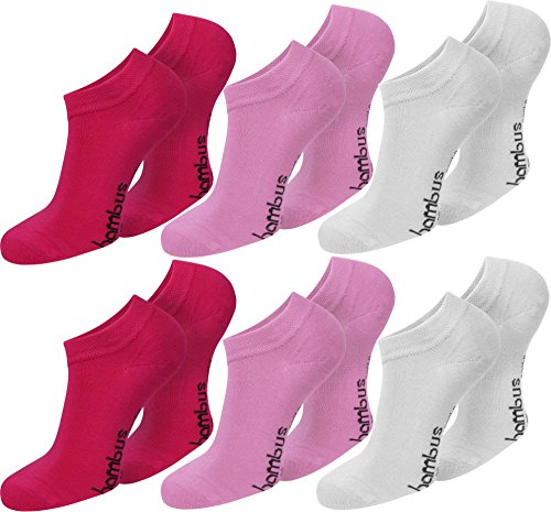 normani 12 Paar Bambus Sneaker Socken ATMUNGSAKTIV ohne Gummidruck Farbe Pink/Rosa/Weiß Größe 35/38 von normani