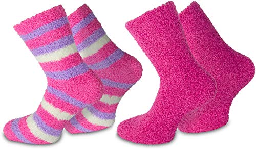 normani 2 Paar Flauschsocken für Damen und Herren in verschiedenen Farben Farbe Pink Größe 39-42 von normani