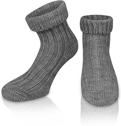 normani 2 Paar Sehr Warme weiche Umschlag Söckchen mit Alpaka Wolle/Bettsocken/Sauna Socken Farbe Mittelgrau Größe 43-46 von normani