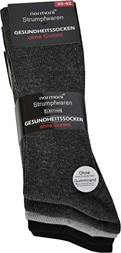 normani 20 Paar Herren und Herren Gesundheitssocken aus Baumwolle die nicht rutschen ohne Gummi - auch in Übergröße Farbe Grautöne Größe 47-50 von normani