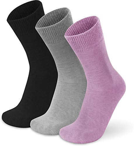 normani 3 Paar Alpaka-Vollplüsch Wintersocken mit extra weichem Gummibund für Damen und Herren Farbe Pink/Grau/Schwarz Größe 35-38 von normani