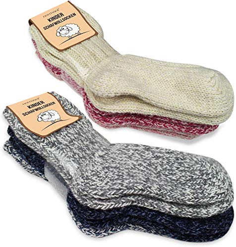 normani 3 Paar Kinder Schafwollsocken/Wintersocken für Jungen und Mädchen in Gr. 15-38 Farbe Pink/Rosa/Weiß Größe 35-38 von normani