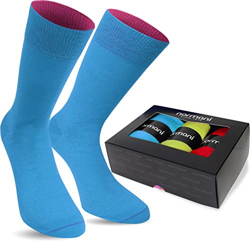 normani 3 Paar multicolor Socken bunte Strümpfe für Damen und Herren Farbe Türkis/Rot/Limette Größe 35/38 von normani