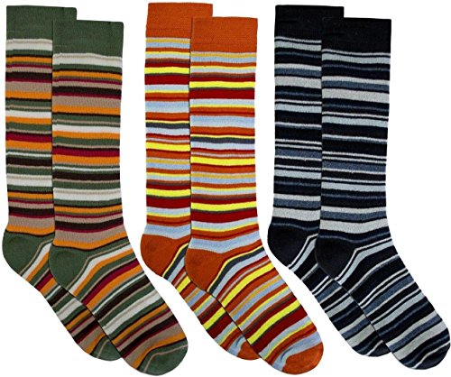 normani 3 Paar Verspielte Ringel Thermo Kniestrümpfe - Wintersocken für Kinder Farbe Jungen/Ringel Größe 27-30 von normani