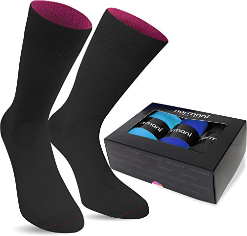 normani 3 Paar multicolor Socken bunte Strümpfe für Damen und Herren Farbe Türkis/Schwarz/Royal Größe 39/42 von normani