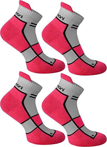 normani 4 Paar Running Sport Sneaker Funktionssocken mit Frotteesohle verstärkt Farbe Pink Carnation Größe 39/42 von normani