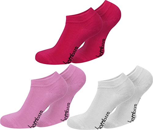 normani 6 Paar Bambus Sneakers ohne Gummidruck Farbe Pink/Rosa/Weiß Größe 39/42 von normani