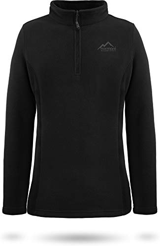 normani Damen Fleecepullover Winterpullover Skipullover mit Stehkragen und halber Reißverschluss, schnelltrocknend und EXTREM warmes Sweatshirt 280 g/m² Farbe Schwarz Größe XL von normani