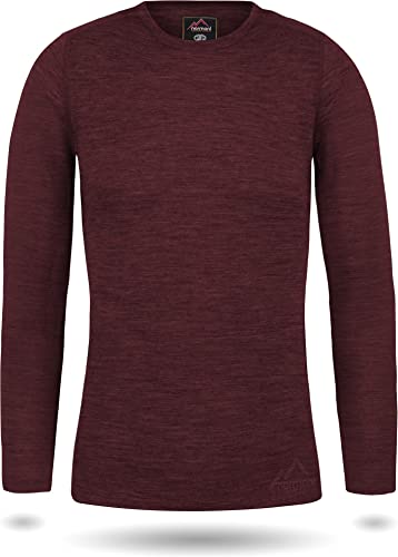 normani Damen Merino Unterhemd Langarmshirt Pullover Ski-Unterwäsche Rundhals - 100% Merinowolle Farbe Rot Größe XL von normani