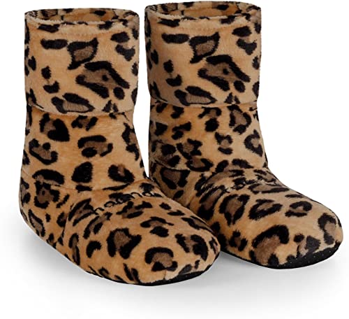 normani Hausschuhe für Ofen oder Mikrowelle mit Leinsamenfüllung Körnerpantoffeln Wärmehausschuhe Supersoft Stiefel Farbe Leopard Größe 36-40 von normani