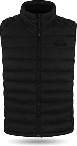 normani Herren Wattierte Steppweste winddichter Bodywarmer Winterweste Outdoor-Funktionsweste Ärmellos mit Stehkragen und Reißverschlussseitentaschen Farbe Dunkelschwarz Größe XL/54 von normani