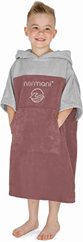 normani Kinder Badeponcho - Badehandtuch aus 100% Bio-Baumwolle - Surfer Poncho für Jungen und Mädchen 0-13 Jahren Farbe Altrosa Größe 2-5 Jahre von normani