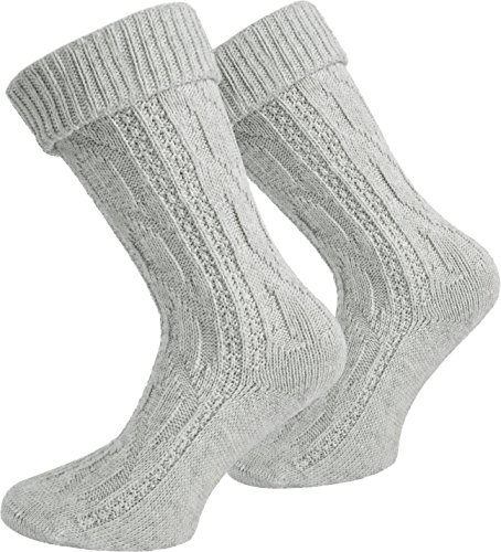 normani Kurze oder Lange Trachtensocken Trachtenstrümpfe Zopf Muster Socken meliert Farbe Silbermelange Größe 35/38 von normani