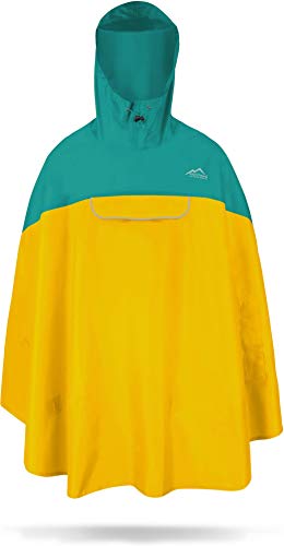 normani Premium Wasserdichter Regenponcho Poncho mit Kapuze und seitlichen Einschubtaschen - KleinesPackmaß - Fahrradponcho Regenmantel Unisex (S-3XL) Farbe Petrol/Gelb Größe XXL/3XL von normani