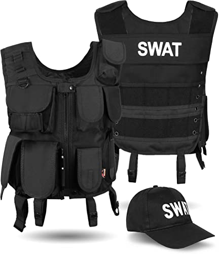 normani SWAT Agenten Kostüm Einsatzweste und Baseball Cap Größe L von normani