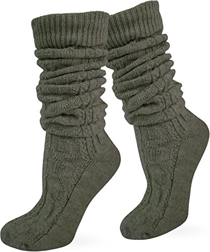 normani Trachtenstrümpfe, Socken, Kniestrümpfe mit Zopfmuster Farbe Loden extra lang Größe 39/42 von normani