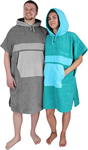 normani Unisex Badeponcho für Erwachsene | Handtuch-Poncho | Umzieh-Hilfe - Strand-Bademantel für Damen undund Herren aus 100% Baumwolle Farbe Blau Größe 150-173 cm von normani