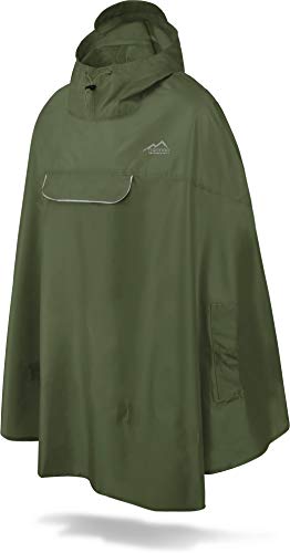 normani Unisex Regenponcho - Wind und Wasserdicht mit Bauchtasche, 3M Refelktoren und seitlichen Eingriffen Farbe Olive Größe XXL-3XL von normani