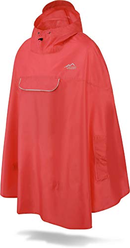 normani Unisex Regenponcho - Wind und Wasserdicht mit Bauchtasche, 3M Refelktoren und seitlichen Eingriffen Farbe Rot Größe XXL-3XL von normani