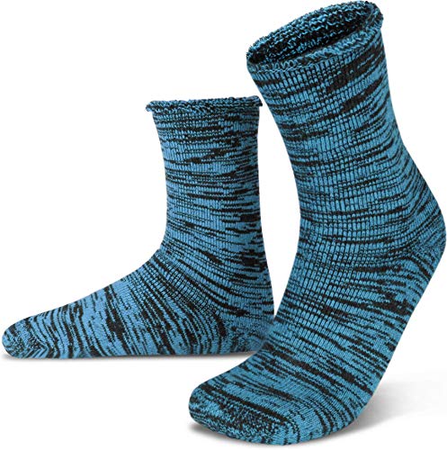 normani Warme Wintersocken mit Schafwolle - 1 oder 2 Paar - Wollsocken für Damen und Herren [Gr. 35-50] Farbe Türkis/Schwarz - 2 Paar Größe 39-42 von normani