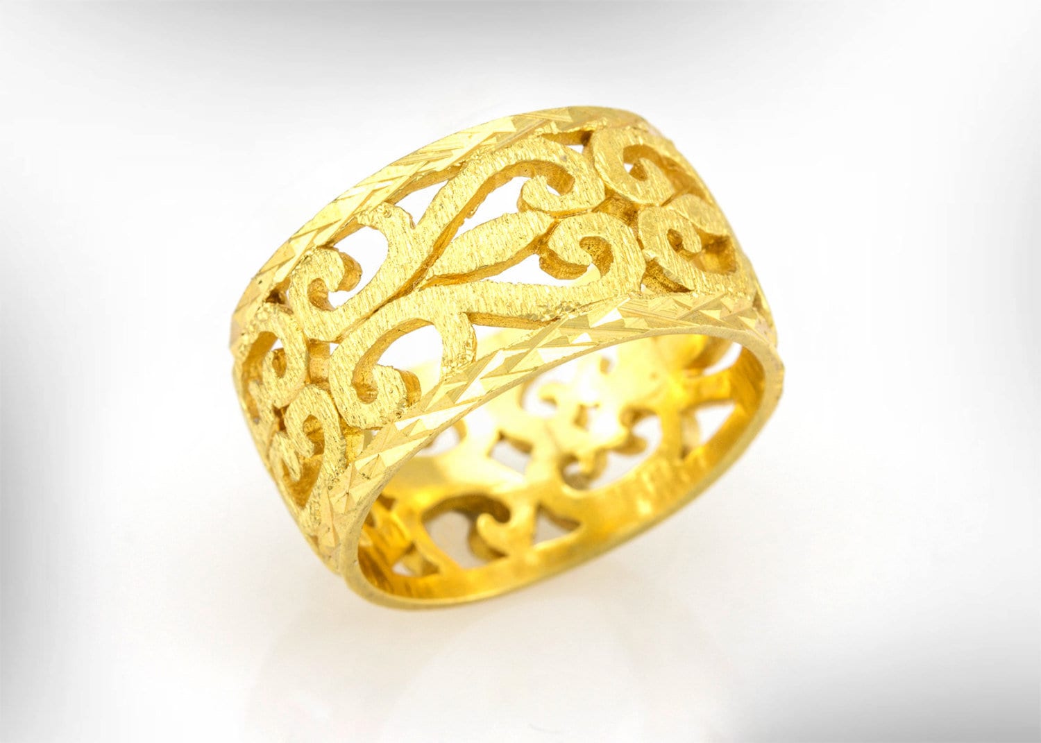 Vintage Ehering, Unikat Braut Ehering, Hochzeitsring, 14K Gold Ring Für Frauen, Antik Filigran Ring, Breiter von nuritdesignjewelry