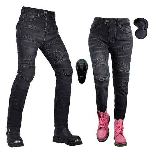 oFzimTo Motorradhose Herren/Damen, Motorrad Jeans mit Protektoren, Stretch Motorradbekleidung (Dunkelgrau,3XL) von oFzimTo