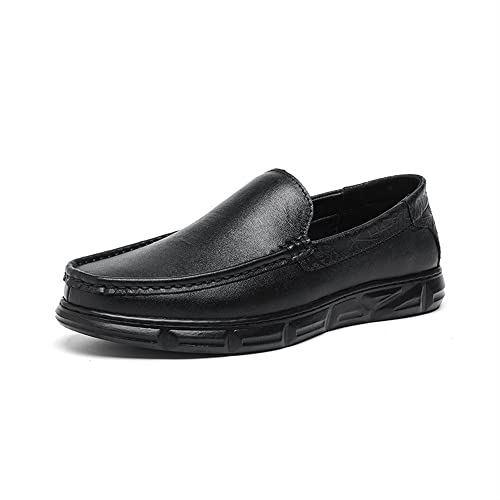 okuya Halbschuhe for Herren, venezianische Halbschuhe, runde Zehenpartie, Schlichtes Leder, leicht, bequem, rutschfest, Party-Slip-On(Size:40 EU) von okuya