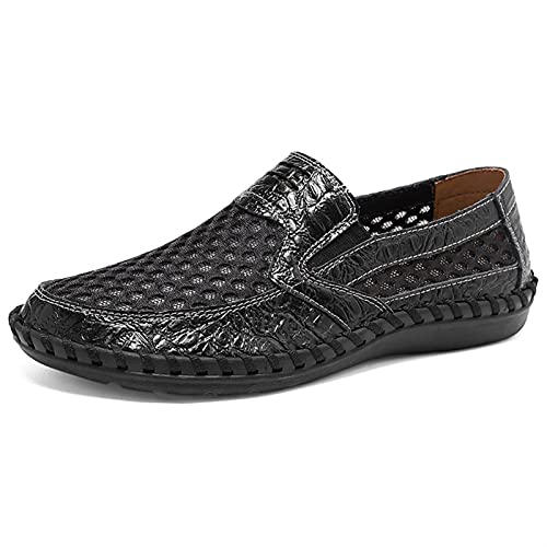 okuya Herren Halbschuhe, runde Zehenpartie, atmungsaktiv, bequem, flexibel, leicht, for Schlupfen(Color:Schwarz,Size:44 EU) von okuya