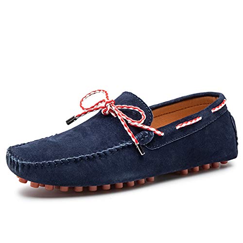 okuya Herren-Loafer, leichte Bootsschuhe for Fahren, PU-Moc-Toe-Leder, leicht, bequem, rutschfest, modische Slipper(Color:Blau,Size:40 EU) von okuya