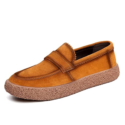 okuya Herren-Loafer, runde Zehenpartie, Smoking-Loafer, einfaches Leder, bequem, rutschfest, rutschfest, Party-/Abschlussball-Slipper(Color:Braun,Size:38 EU) von okuya