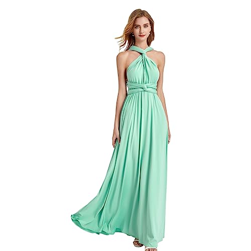 okwish Damen Abendkleid Multi-tragen Maxikleid Brautjungfernkleid wickelkleid Damen Schulterfrei Cocktailkleid V-Ausschnitt Abendkleider Abschluss Sommer Strandkleid Hochzeit Grün M/36-38 von okwish