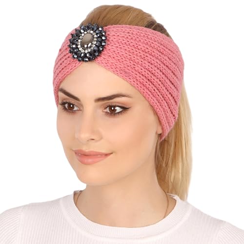 osiuujkw Strass Strick Stirnband, schweißabsorbierend, rutschfest, bequem für Damen, atmungsaktive Polyester Häkel Kopfbedeckung, Rosa von osiuujkw