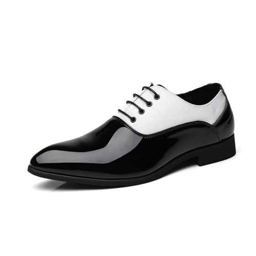 ottspu Anzugschuhe Herren Oxfords Casual Spleißen Klassisch Bequem Formal Derby Business Kleid Schuhe Für Männer,Black and White,46 EU von ottspu
