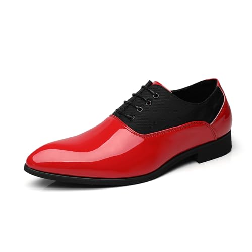 ottspu Anzugschuhe Herren Oxfords Casual Spleißen Klassisch Bequem Formal Derby Business Kleid Schuhe Für Männer,Black and red,39 EU von ottspu